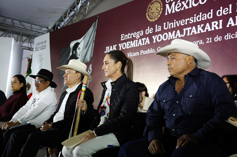 Sheinbaum inaugura la primera universidad indígena yaqui en Sonora, norte de México